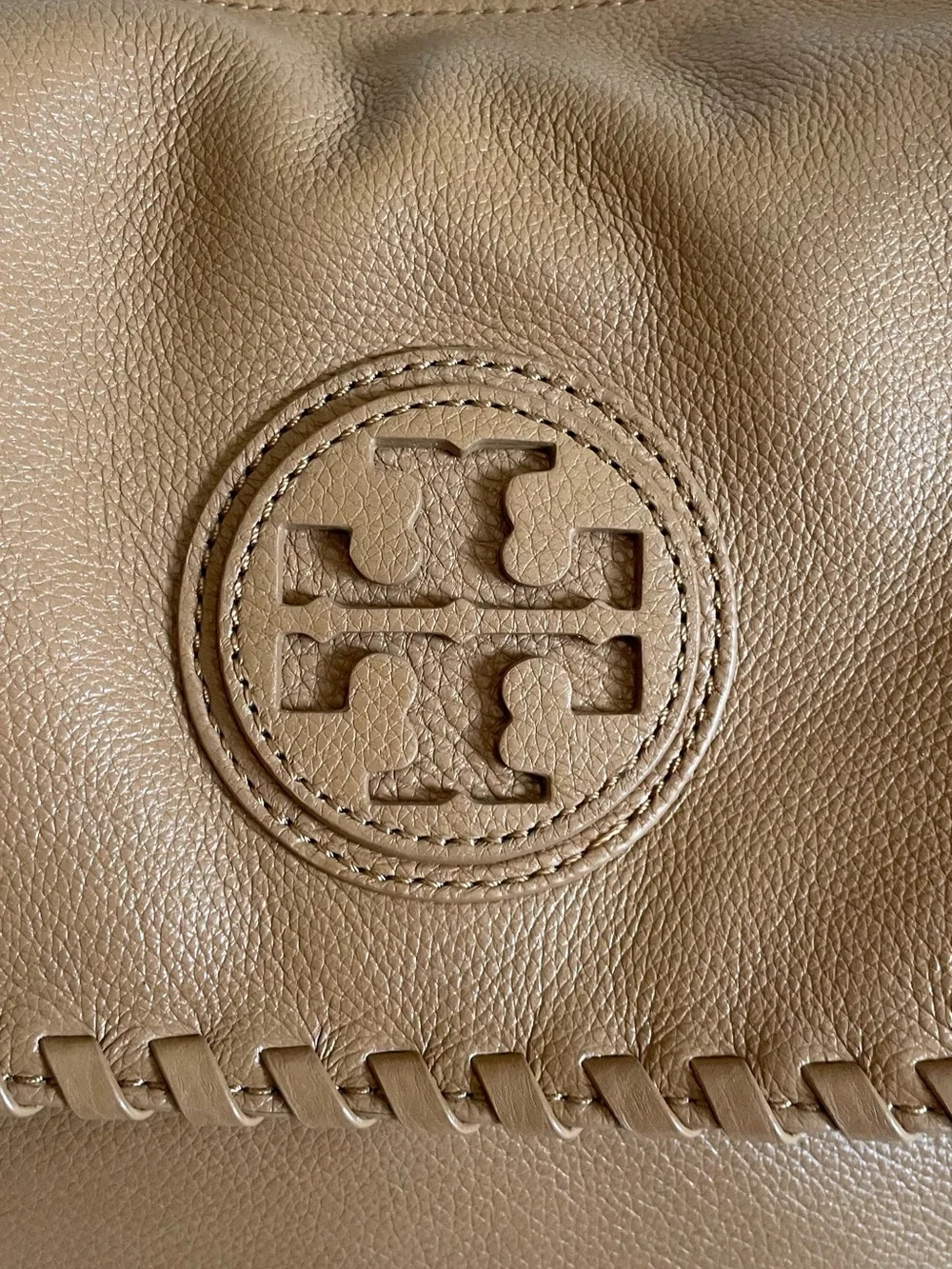 NWT Tory Burch Marion Whipstitch Leather Shoulder Bag in Saddle Brown